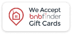 Red and black badge with text We Accept bnbfinder Gift Cards